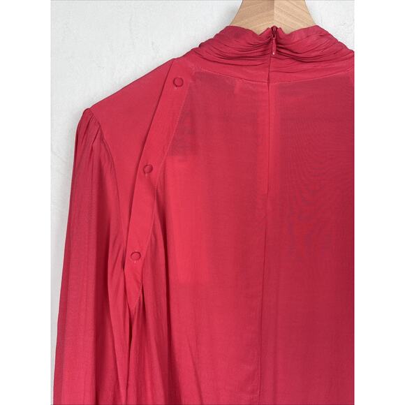 IRO Paris Sense Button Detail Crepe Blouse Pink Mock Neck Women's 8 Statement - Picture 11 of 16